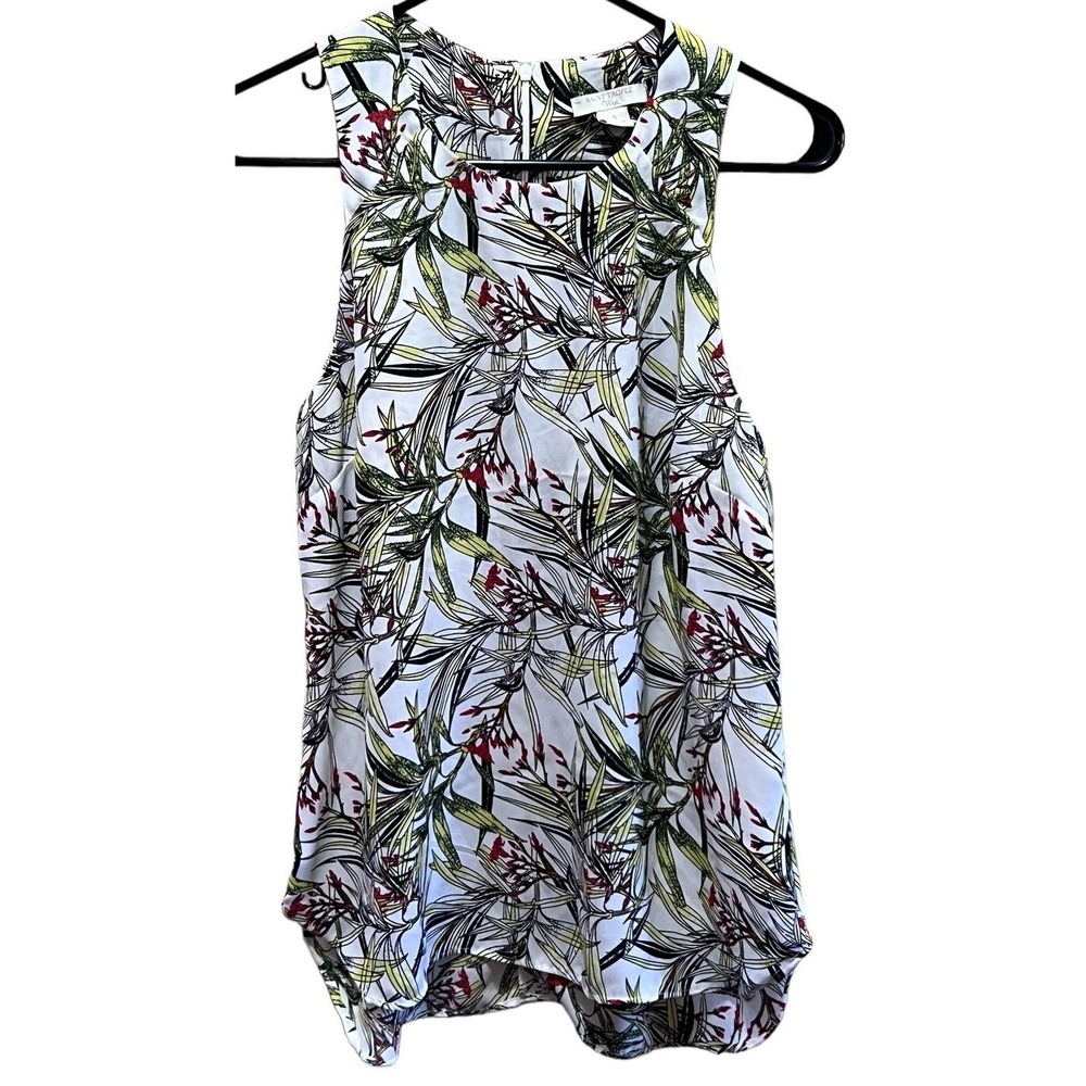 St. Tropez West Womens‎ Sleeveless Blouse Ivory Topical Print Size Small